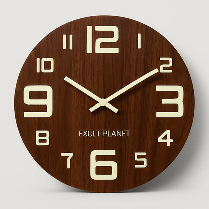 Glow in the Dark Wooden Wall Clock - Eco-Friendly Home Decor