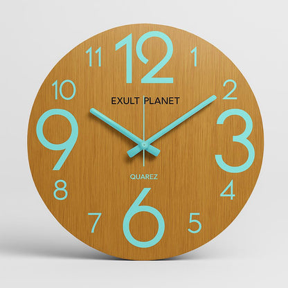Glow in the Dark Wooden Wall Clock - Eco-Friendly Home Decor