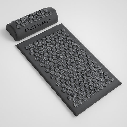 Black Acupressure Mat and Pillow Set for Wellness and Relaxation