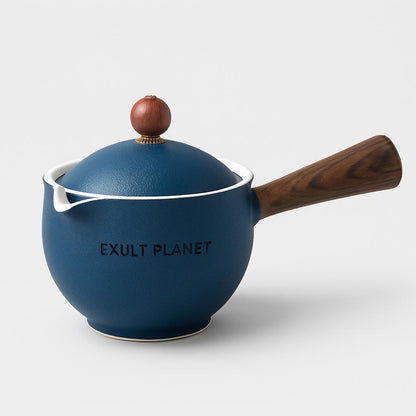 Eco-Friendly Ceramic Teapot with Wooden Grip and Filter