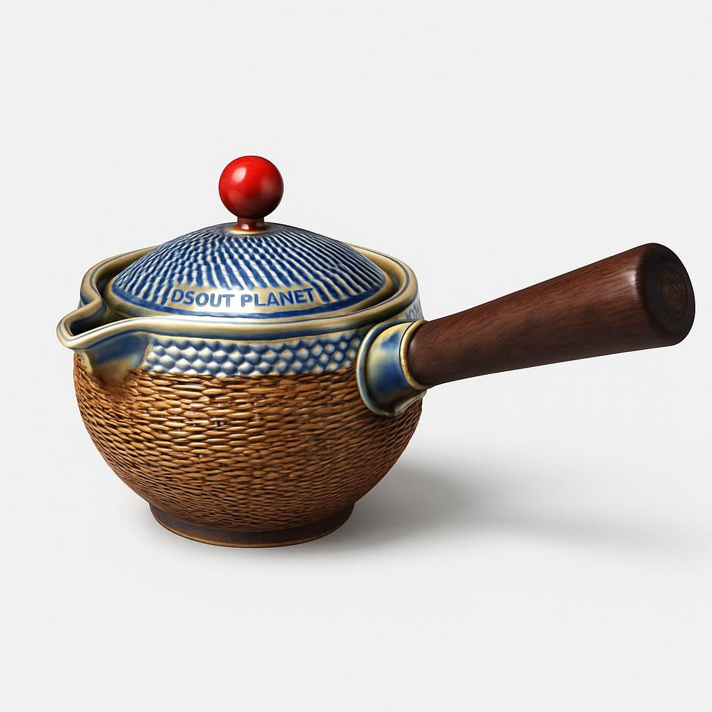 Eco-Friendly Ceramic Teapot with Wooden Grip and Filter