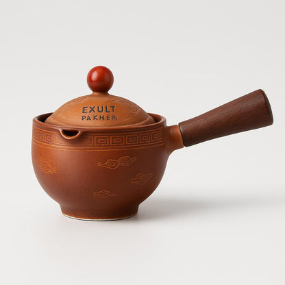 Eco-Friendly Ceramic Teapot with Wooden Grip and Filter