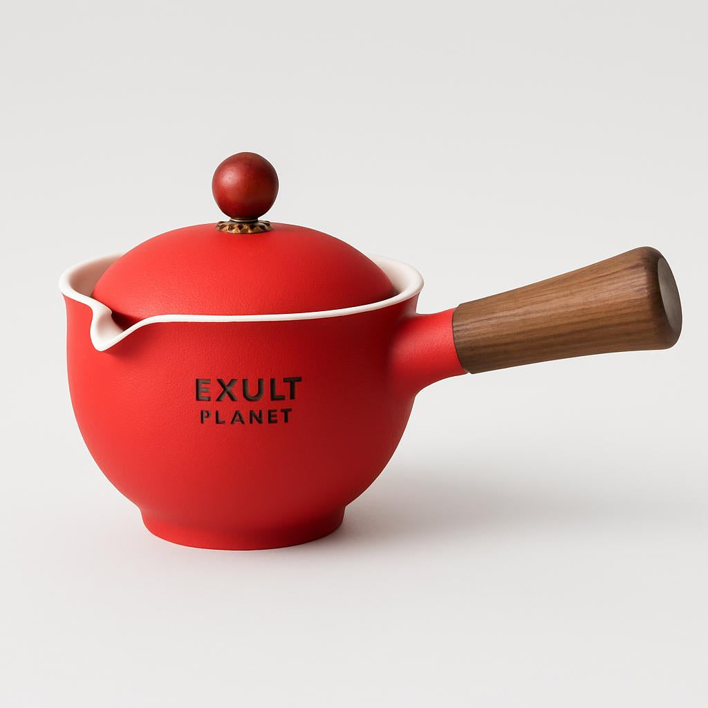 Eco-Friendly Ceramic Teapot with Wooden Grip and Filter