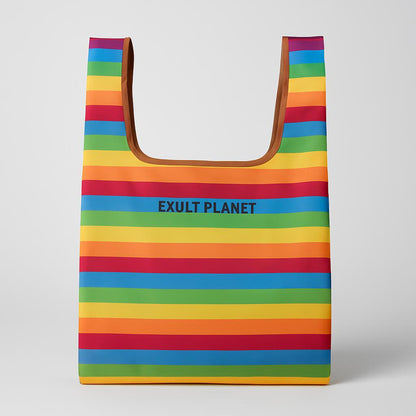 Eco-Friendly Waterproof Folding Shopping Bag - Rainbow Stripes