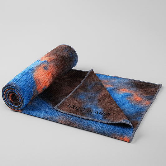 Eco-Friendly Yoga Towel - Blue & Green Tie-Dye, Quick-Drying, Reusable