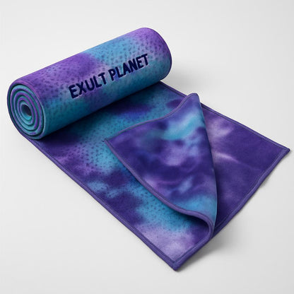 Eco-Friendly Yoga Towel - Blue & Green Tie-Dye, Quick-Drying, Reusable