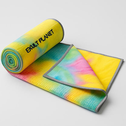 Eco-Friendly Yoga Towel - Blue & Green Tie-Dye, Quick-Drying, Reusable