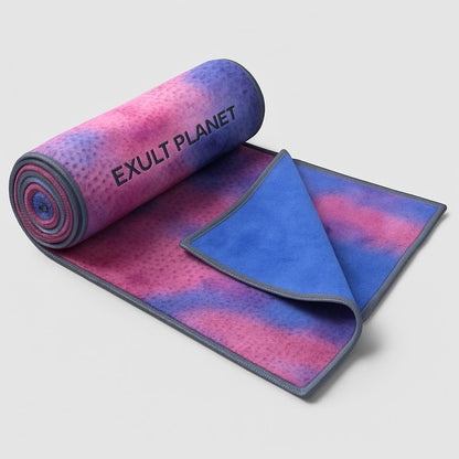 Eco-Friendly Yoga Towel - Blue & Green Tie-Dye, Quick-Drying, Reusable
