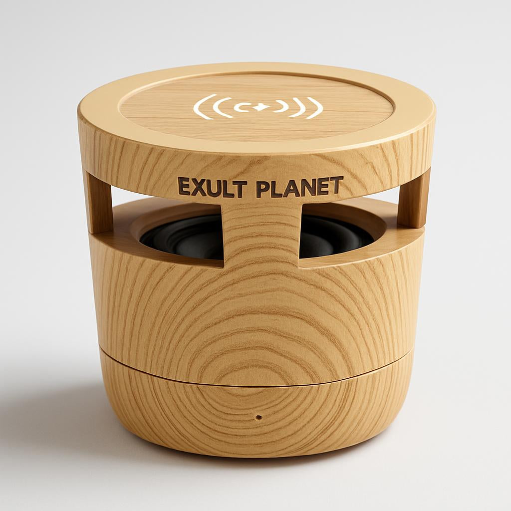 Eco-Friendly Bluetooth Speaker with Wireless Charging - Light Wood Grain