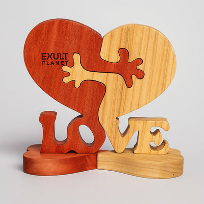 Eco-Friendly Wooden Heart Desktop Ornament for Home Décor