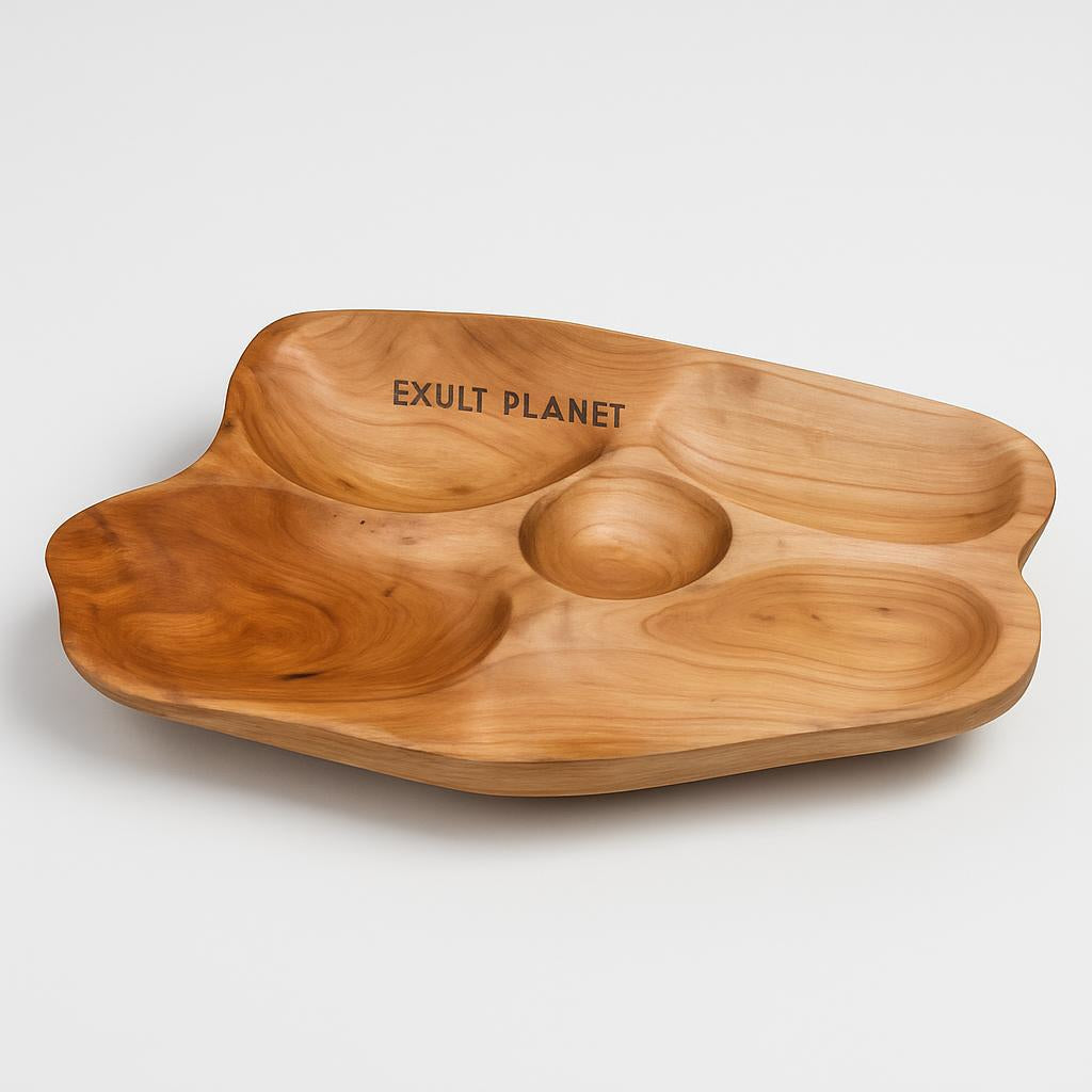 Eco-Friendly Wooden Tea Tray & Fruit Plate Set
