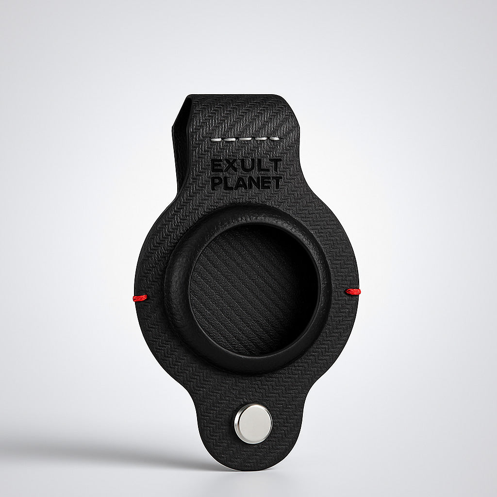 Durable Black AirTag Keychain Holder for Secure Tracking
