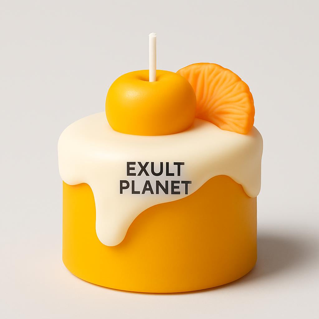 Orange Cream Cupcake Scented Candle in a decorative jar