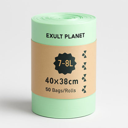 Eco-Friendly Biodegradable Trash Bags - Light Green, Plastic-Free Packaging