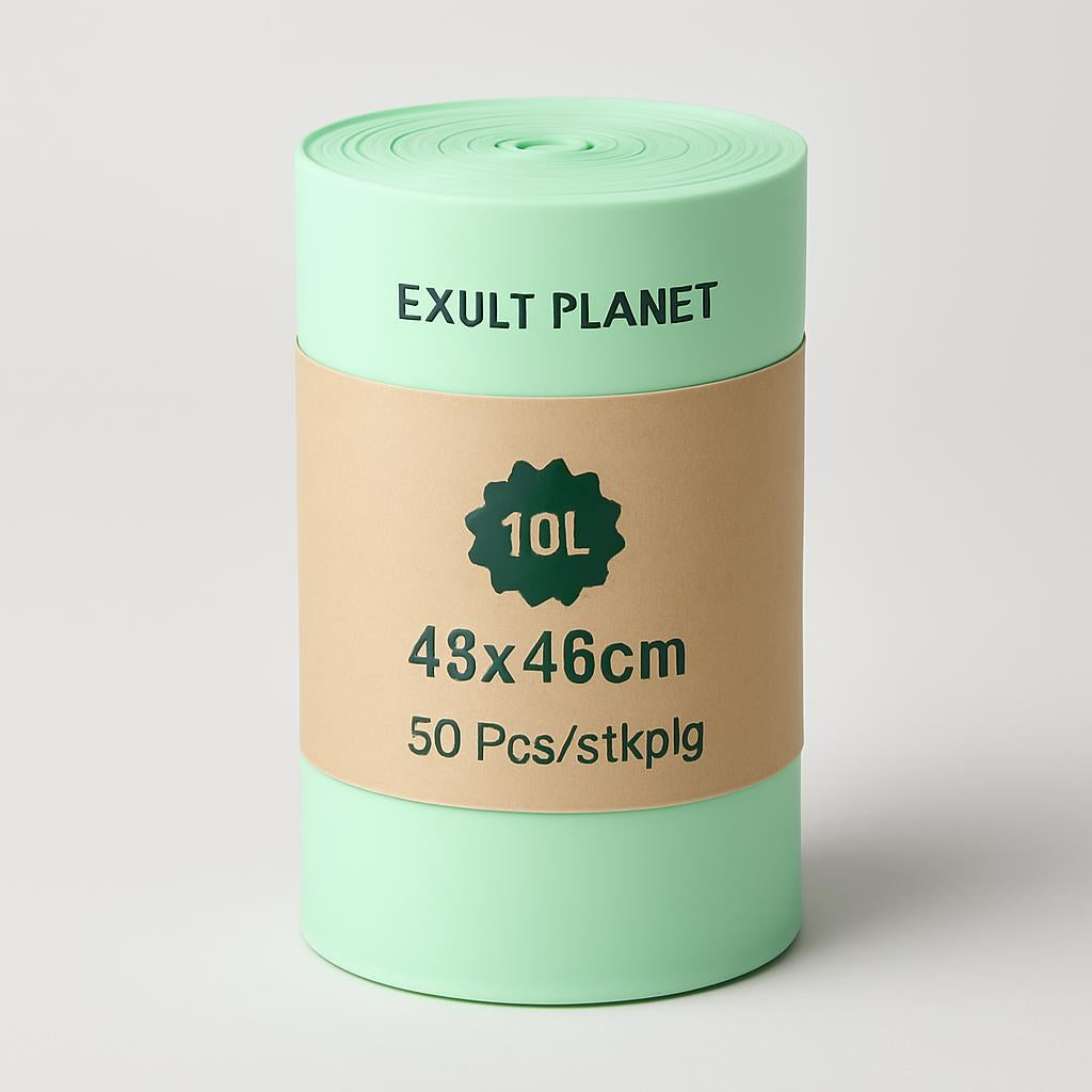 Eco-Friendly Biodegradable Trash Bags - Light Green, Plastic-Free Packaging