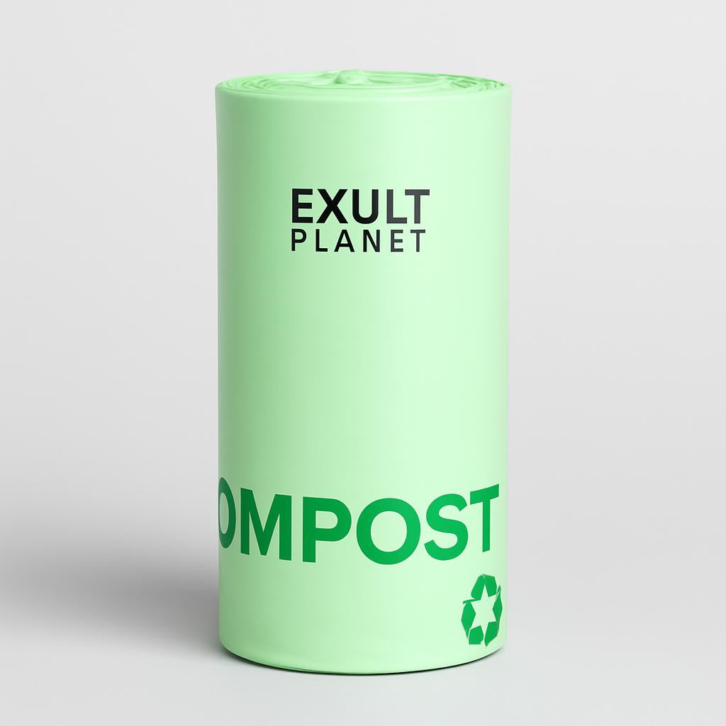 Eco-Friendly Biodegradable Trash Bags - Light Green, Plastic-Free Packaging