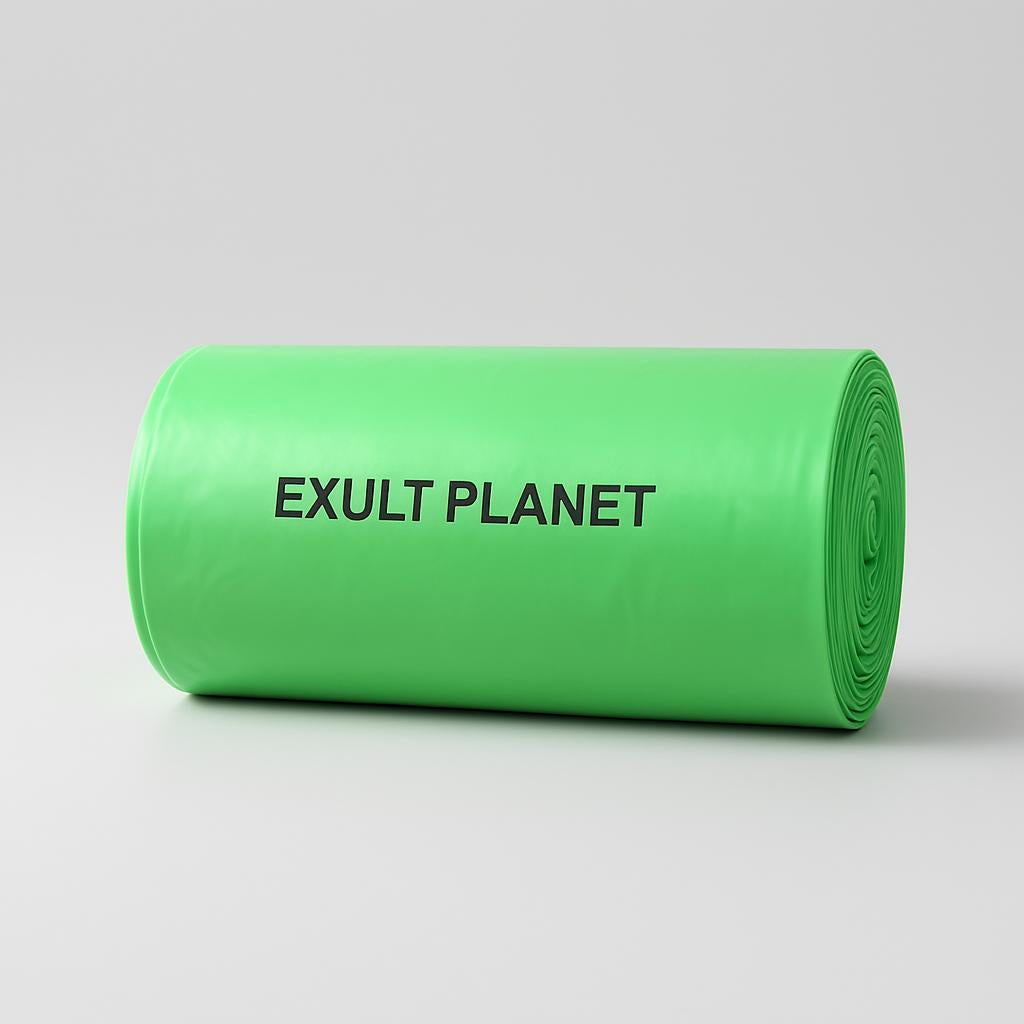 Eco-Friendly Biodegradable Trash Bags - Light Green, Plastic-Free Packaging