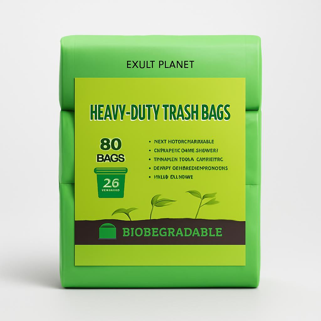 Eco-Friendly Biodegradable Trash Bags - Light Green, Plastic-Free Packaging