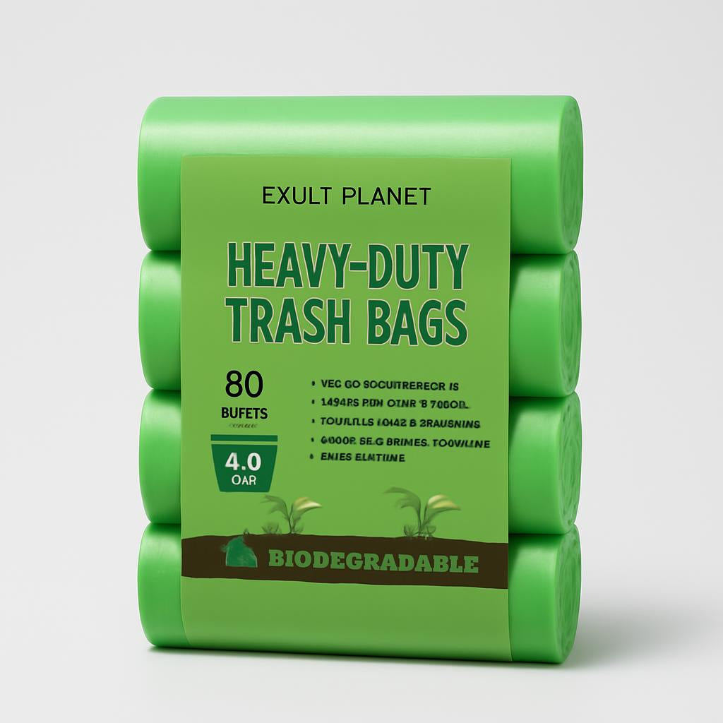 Eco-Friendly Biodegradable Trash Bags - Light Green, Plastic-Free Packaging