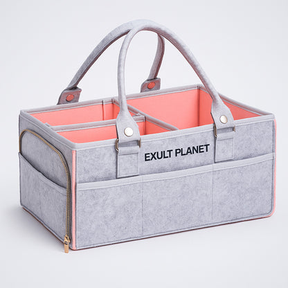 Eco-Friendly Felt Storage Bag in Gray and Pink