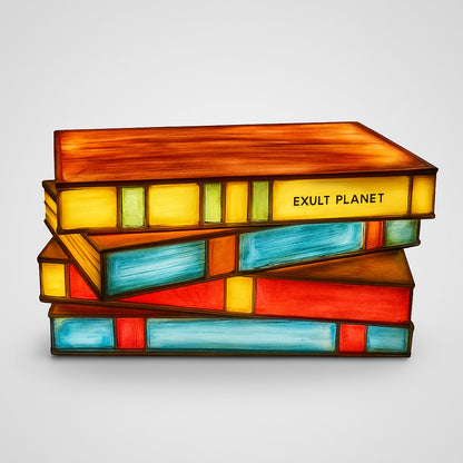 Multicolored Stained Glass Book Lamp - Artistic & Eco-Friendly Table Lighting