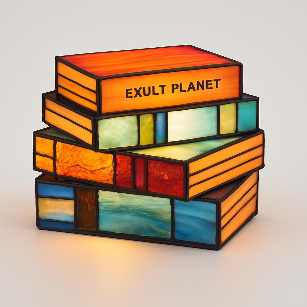 Multicolored Stained Glass Book Lamp - Artistic & Eco-Friendly Table Lighting