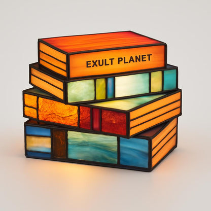 Multicolored Stained Glass Book Lamp - Artistic & Eco-Friendly Table Lighting