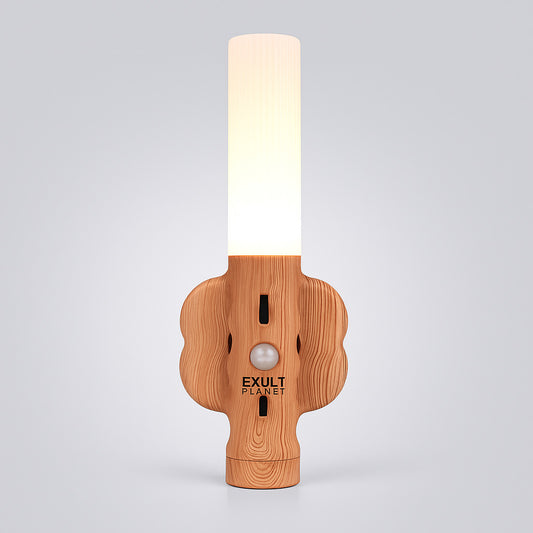 Eco-Friendly Multifunctional Flashlight and Lamp in Natural Wood Design