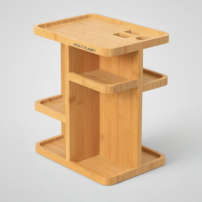 Bamboo Rotating Bathroom Organizer - Eco-Friendly Space Saver