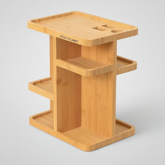 Bamboo Rotating Bathroom Organizer - Eco-Friendly Space Saver