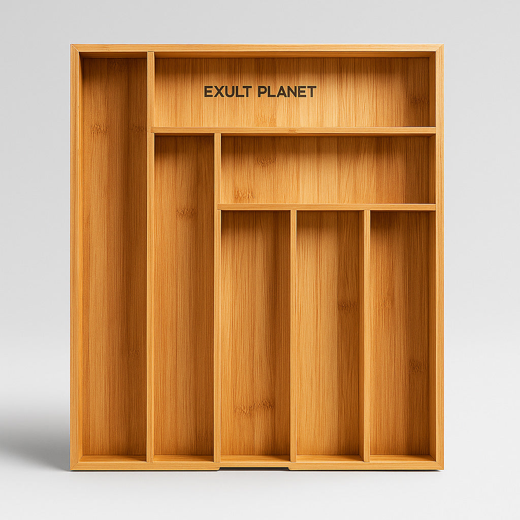 Bamboo Organizer Caddy - Eco-Friendly Countertop Storage Solution