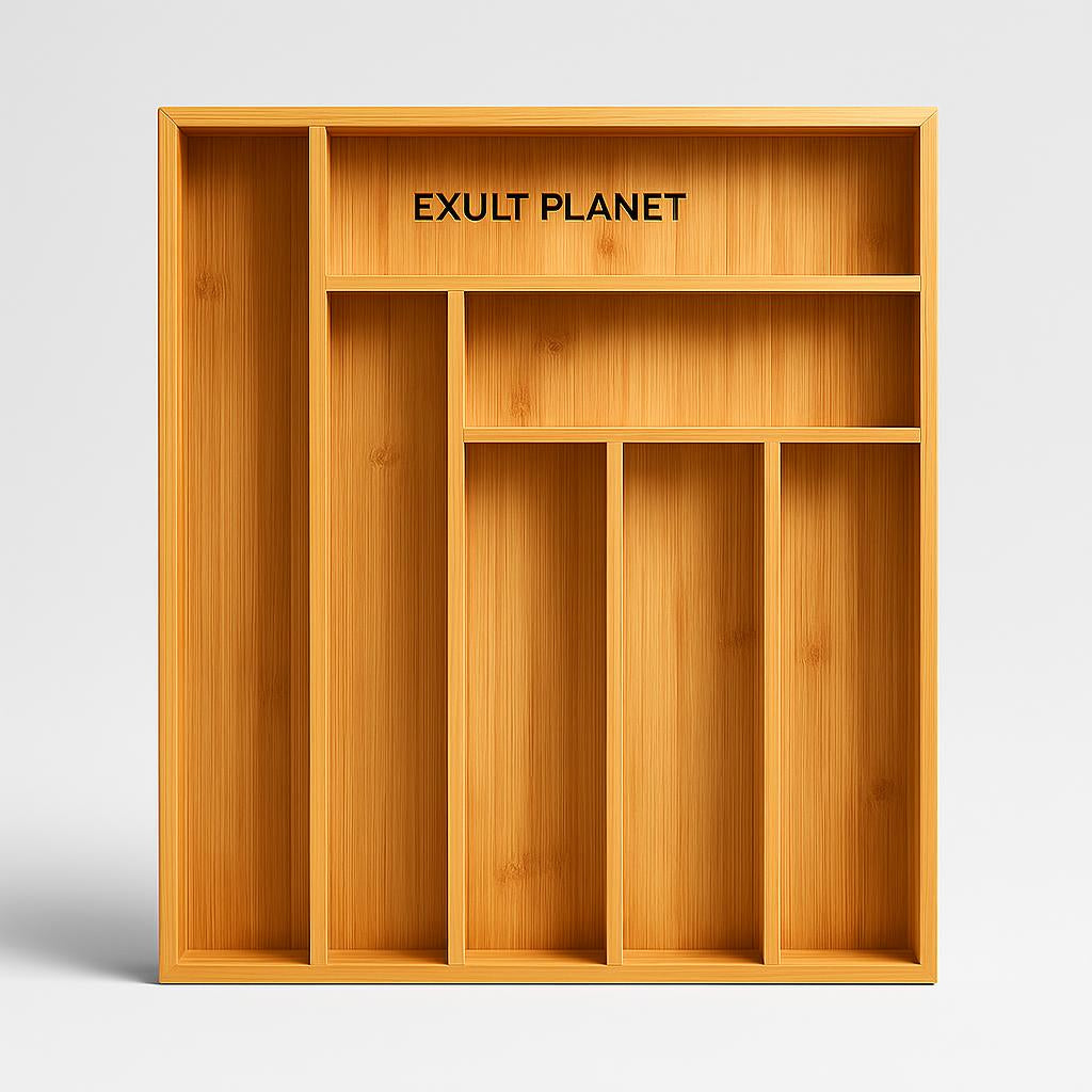 Bamboo Organizer Caddy - Eco-Friendly Countertop Storage Solution