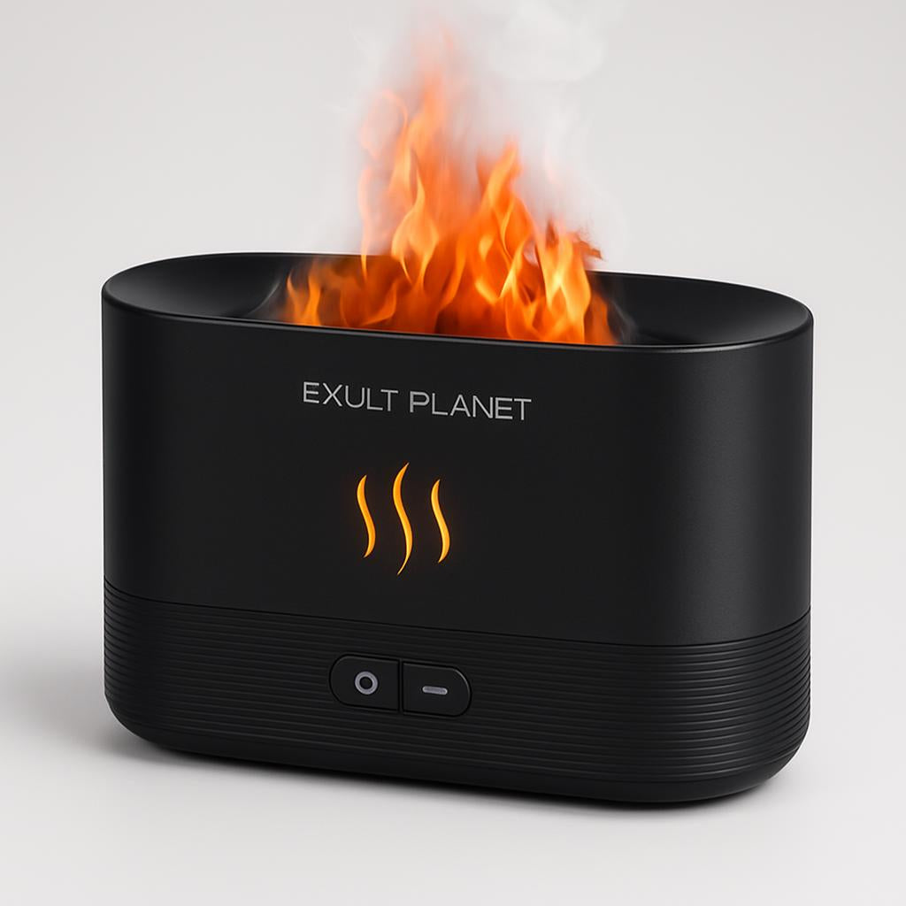 Compact Black Flame Aroma Diffuser - Ultrasonic Aromatherapy Device