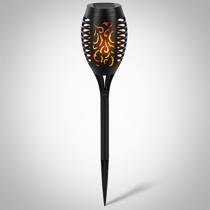 Solar-Powered Outdoor Torch Light with Decorative Cutouts