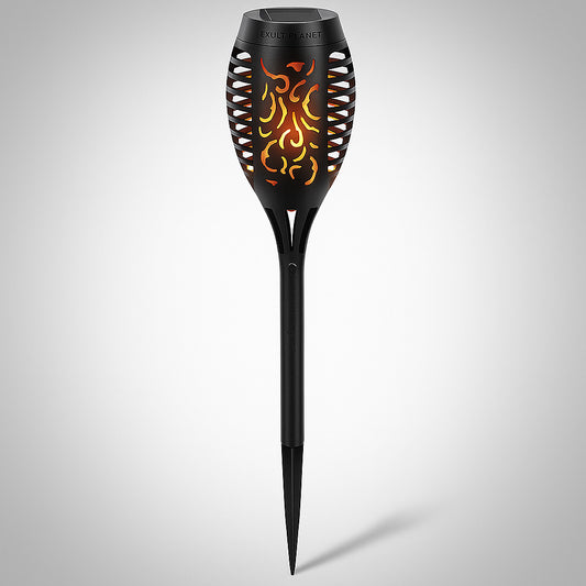 Solar-Powered Outdoor Torch Light with Decorative Cutouts