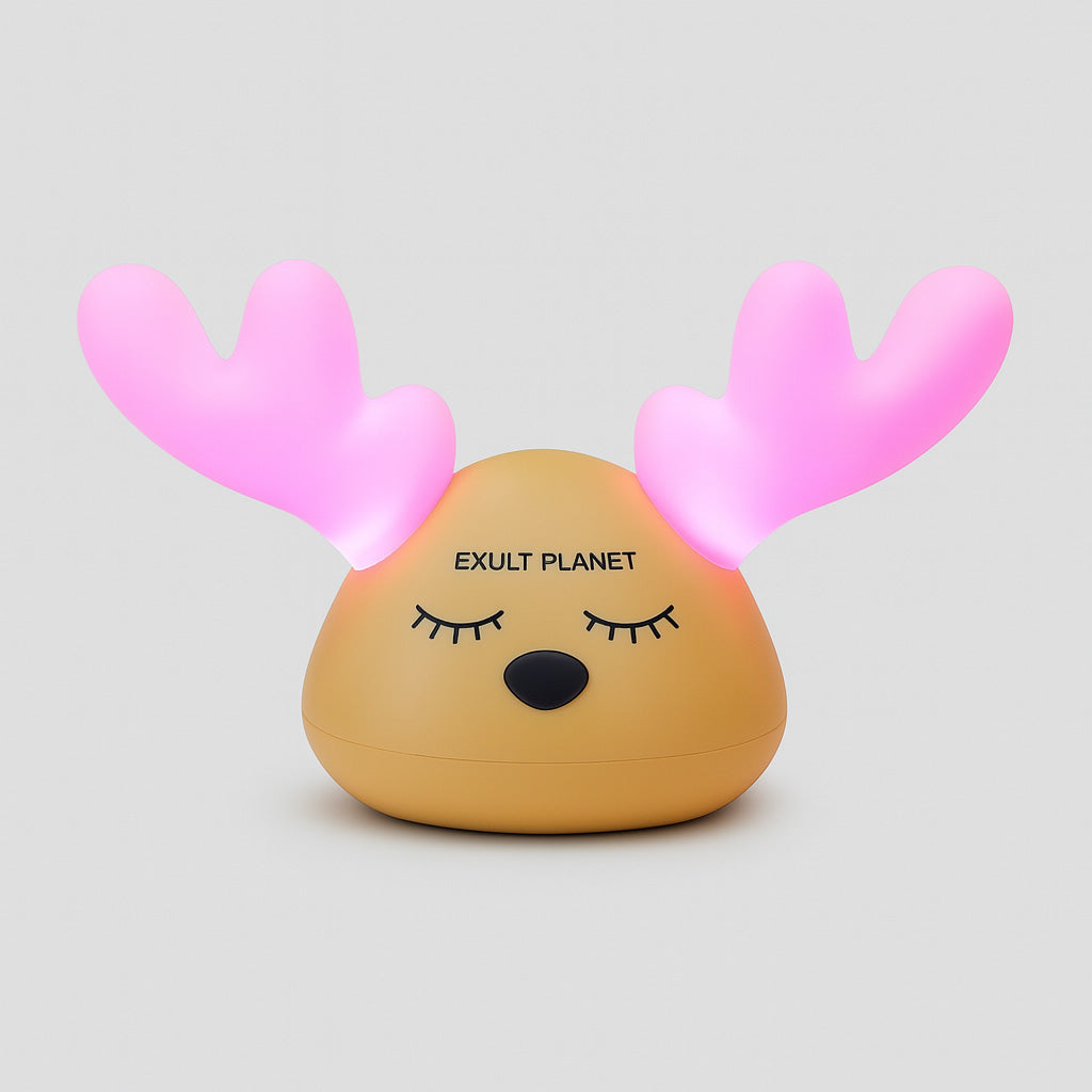 Soothing Pink Antler LED Night Light for Eco-Friendly Homes