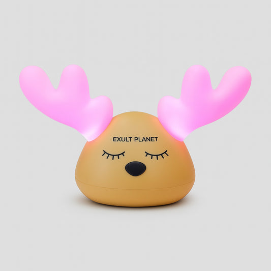 Soothing Pink Antler LED Night Light for Eco-Friendly Homes