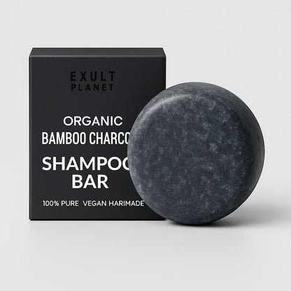 Organic Bamboo Charcoal Shampoo Bar - Plastic-Free, Vegan, Handmade