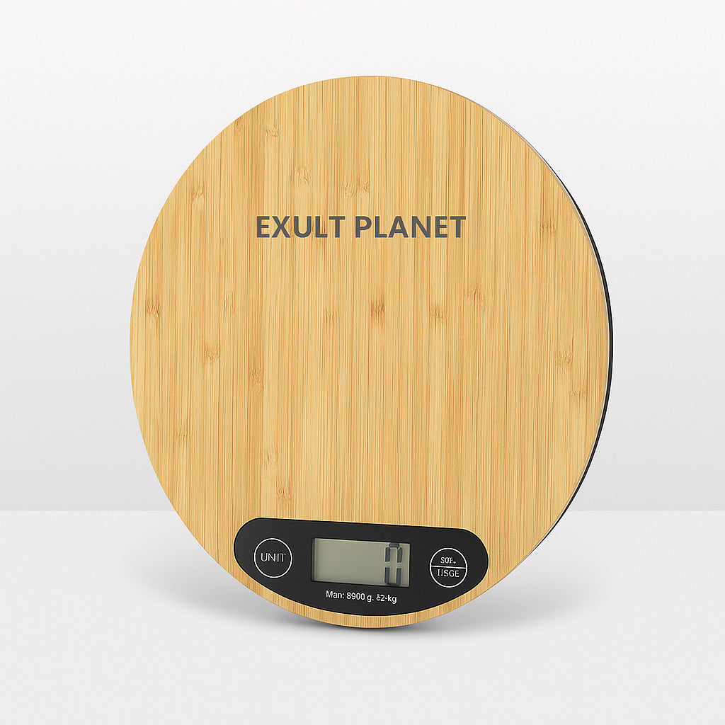 Eco-Friendly Bamboo Digital Kitchen Scale - Natural Wood Tone
