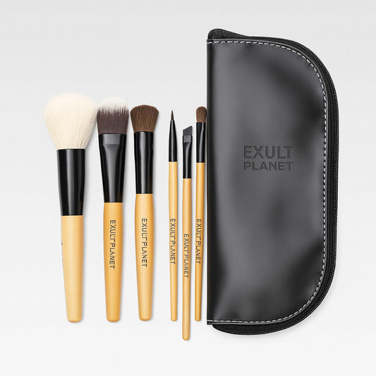 Eco-Friendly Makeup Brush Set with Natural Wood Handles