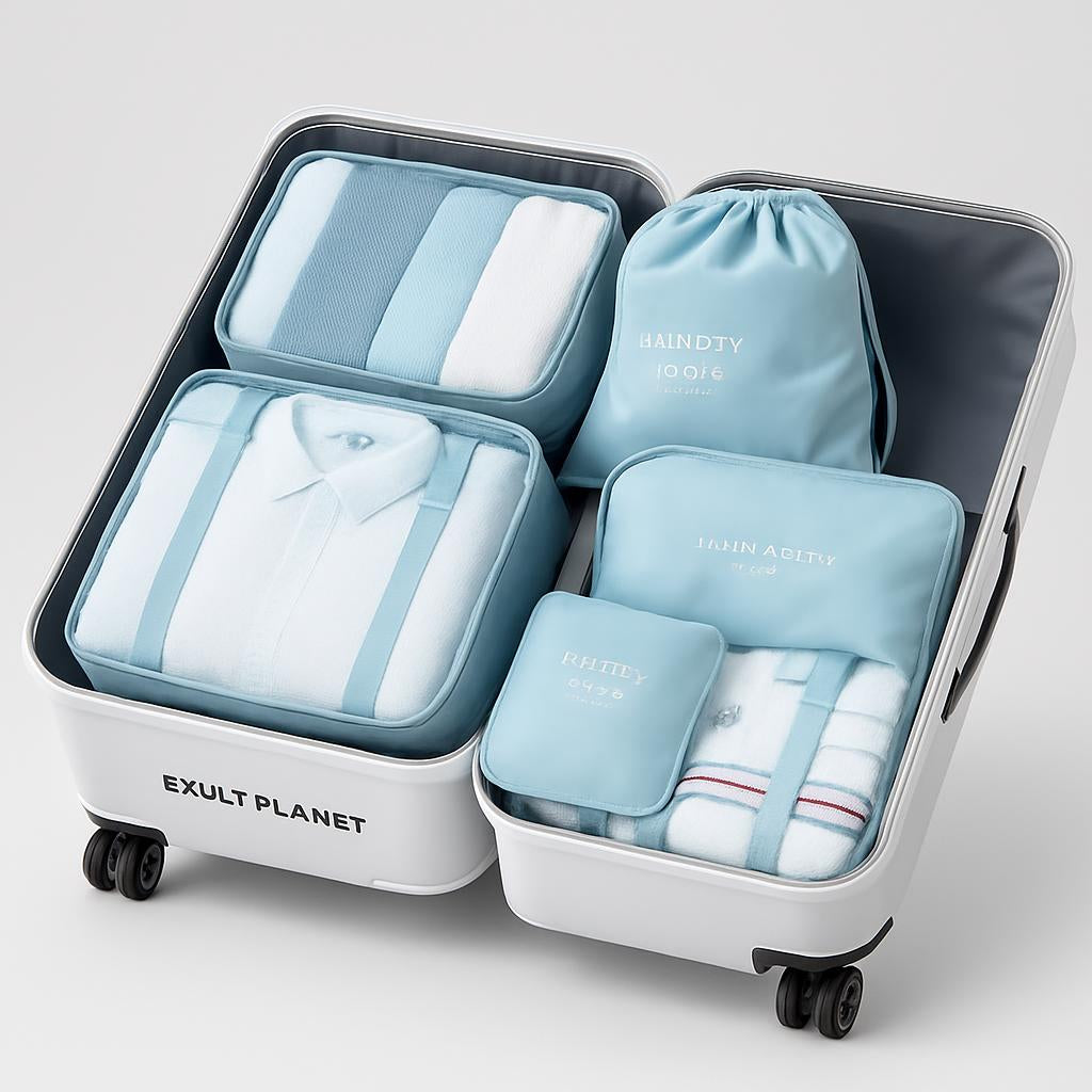Eco-Friendly Light Blue Clothes Organizer Bag Set