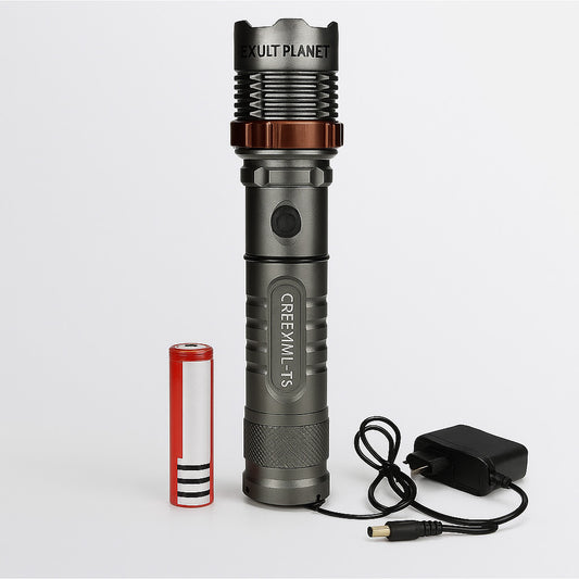 Rechargeable Cree T6 Zoom Flashlight with Glare Reduction