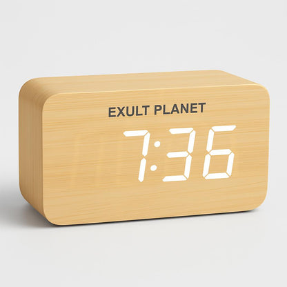Eco-Friendly Wooden Digital Alarm Clock with LED Display