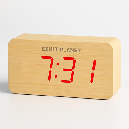 Eco-Friendly Wooden Digital Alarm Clock with LED Display