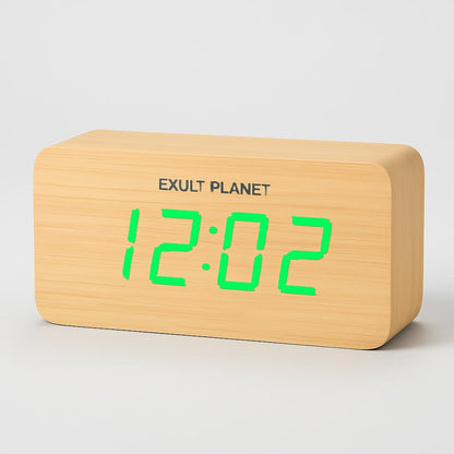Eco-Friendly Wooden Digital Alarm Clock with LED Display