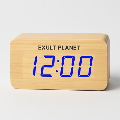 Eco-Friendly Wooden Digital Alarm Clock with LED Display