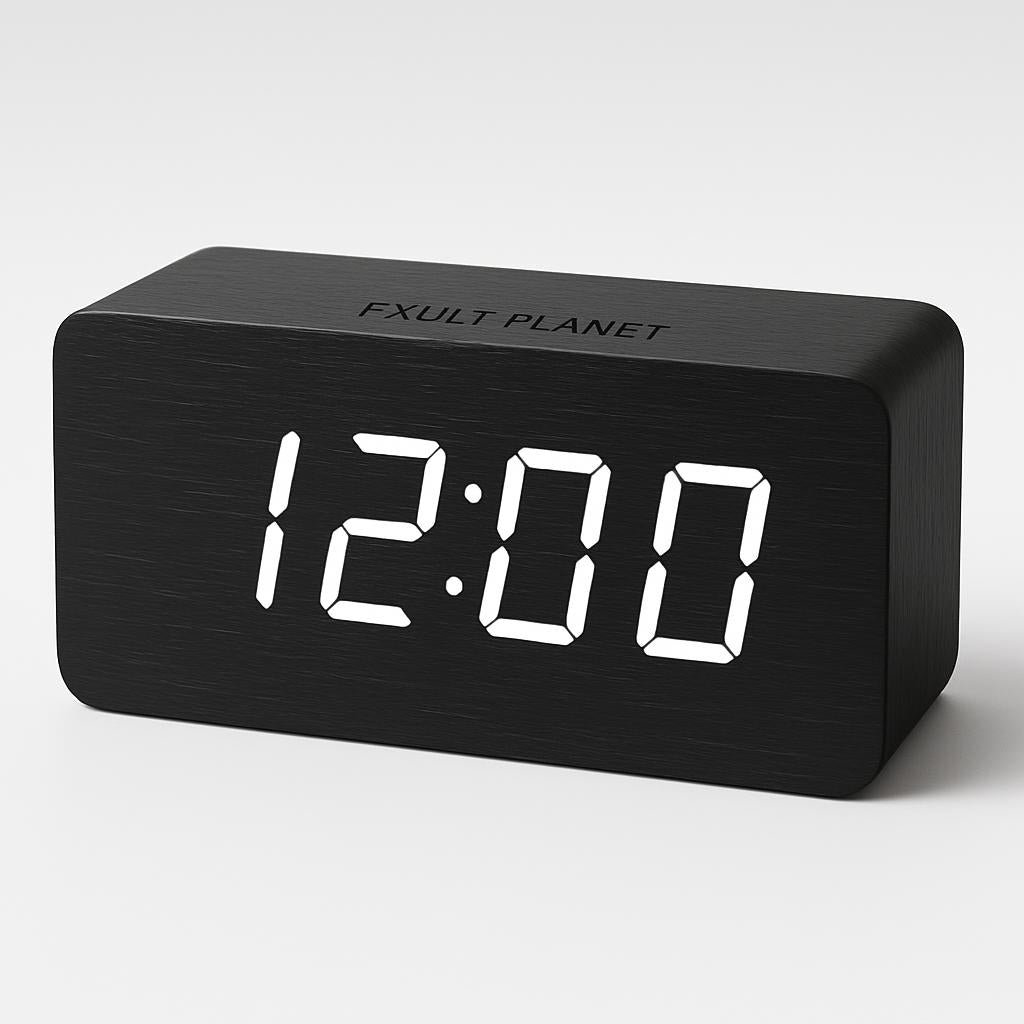 Eco-Friendly Wooden Digital Alarm Clock with LED Display