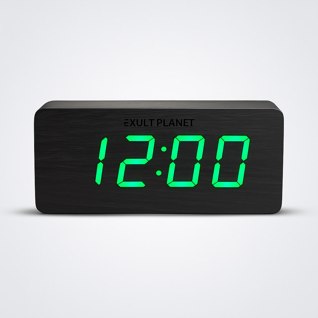 Eco-Friendly Wooden Digital Alarm Clock with LED Display