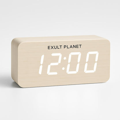 Eco-Friendly Wooden Digital Alarm Clock with LED Display