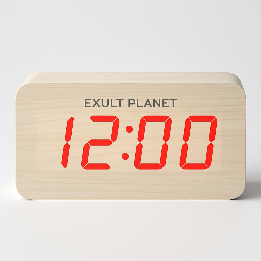 Eco-Friendly Wooden Digital Alarm Clock with LED Display